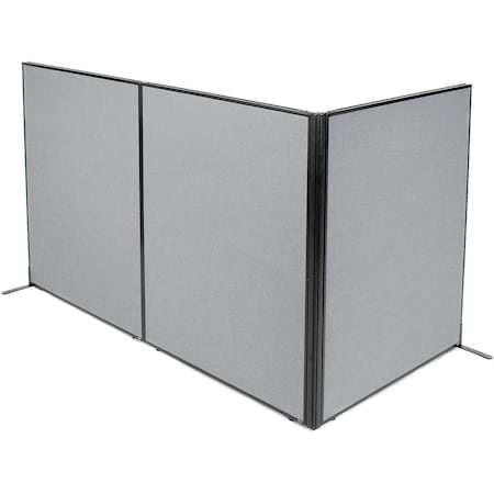 Interion By Global Industrial Interion Freestanding 3-Panel Corner Room Divider, 48-1/4inW x 60inH Panels, Gray 695053GY